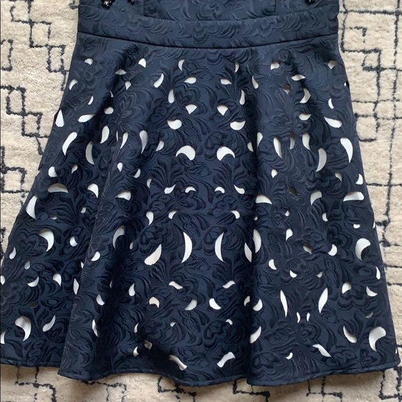 Navy cutout fit and flare dress - Picture 2 of 14